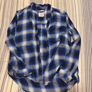 American Eagle Outfitters Blue and White Checkered Shirt
